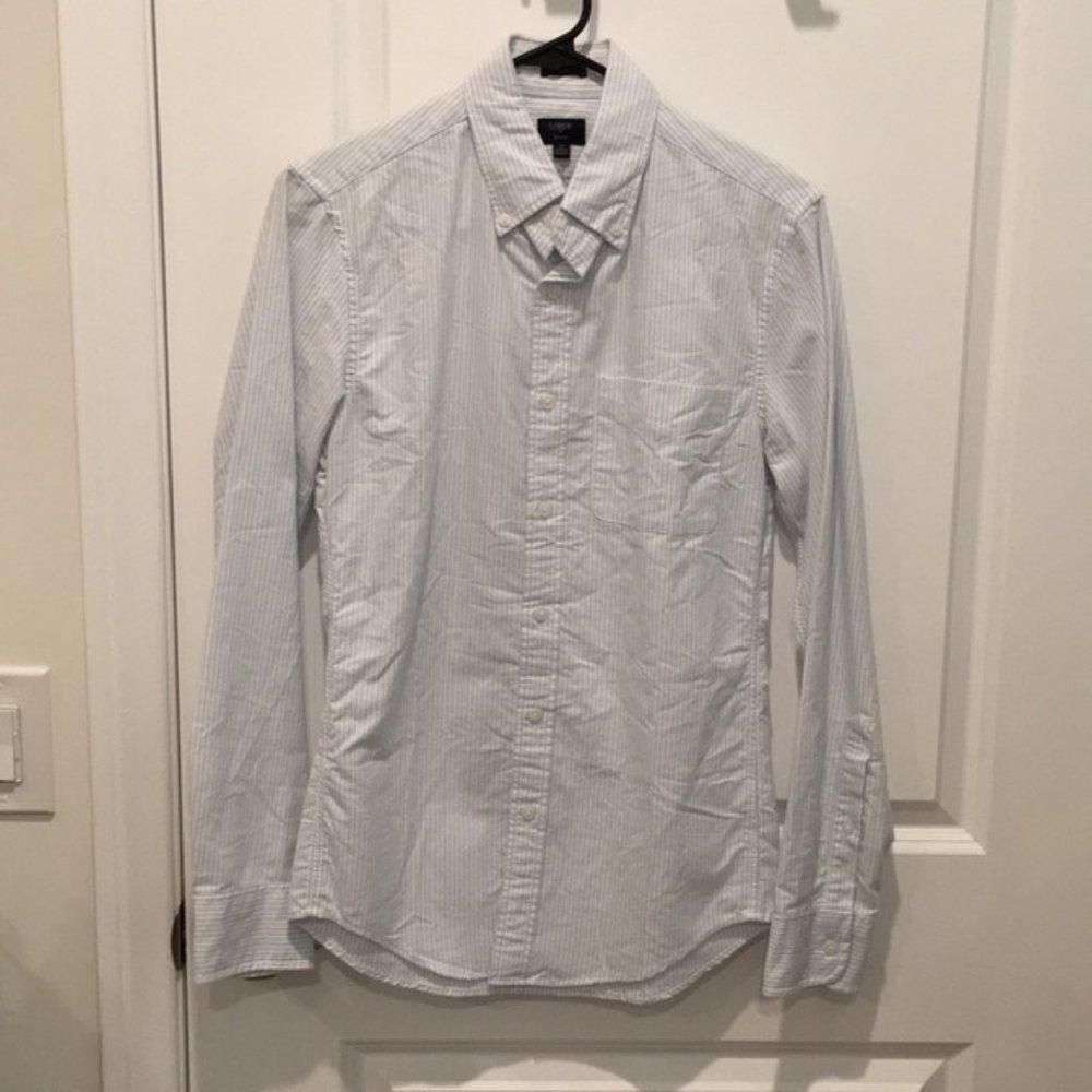 J. CREW Oxford White and Blue Striped Button Down, Sz XS slim fit